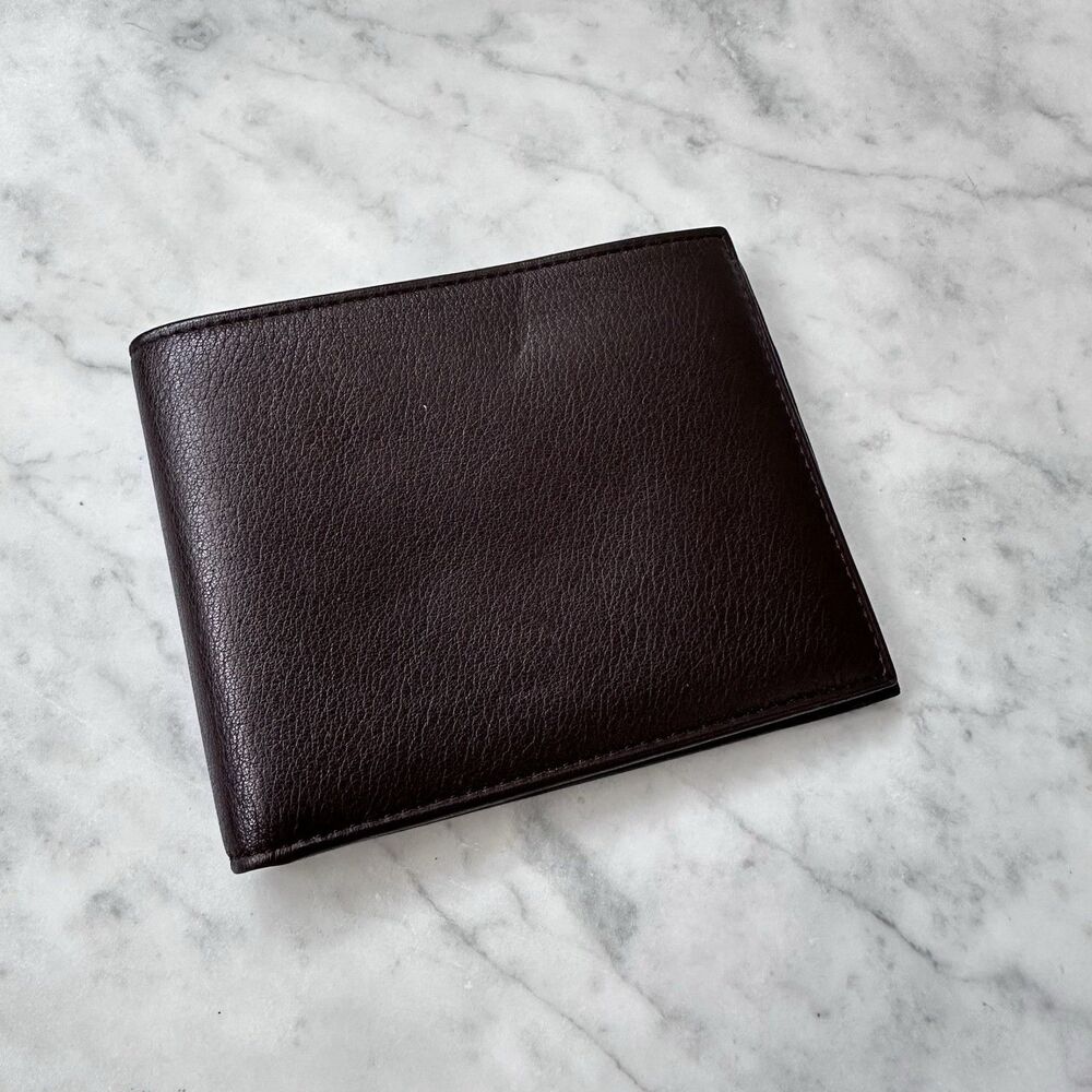 Tumi Dark Brown Leather Bi-Fold Men’s Wallet with Removable ID Card Sleeve